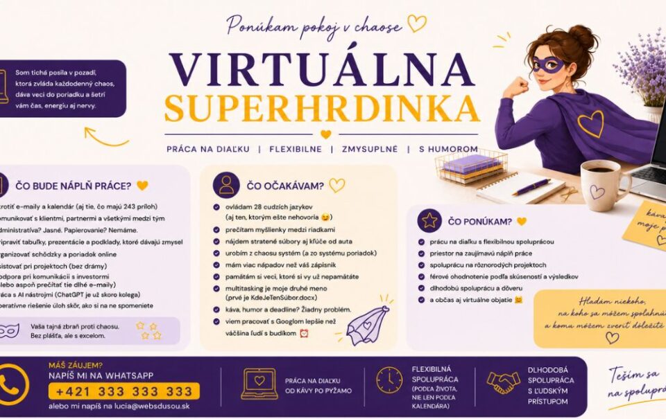 Ilustrácia virtuálnej superhrdinky, ktorá s nadhľadom poukazuje na to, že AI marketing sám o sebe nestačí na odhalenie jedinečnosti podnikania.
